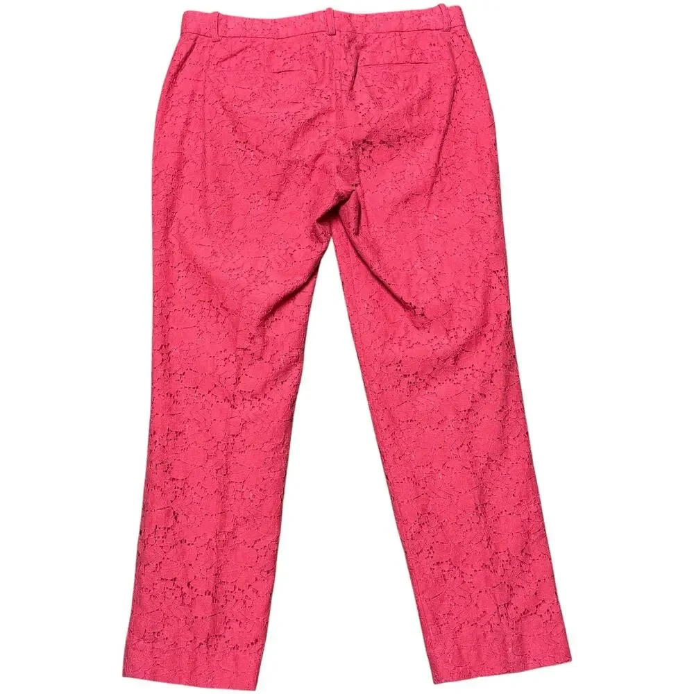 J.Crew Cafe Capri Pink Floral Lace 4